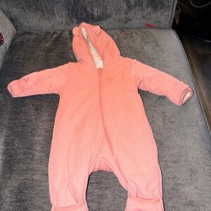 Wonder Nation Coral Hooded Baby Footie